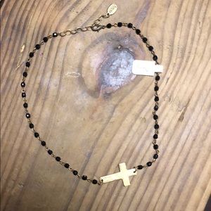 Gold and Black Cross Necklace